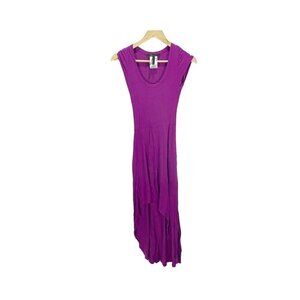 BCBG Max Azria Womens XXS Purple Donesa Ribbed Hem High Low Maxi Dress